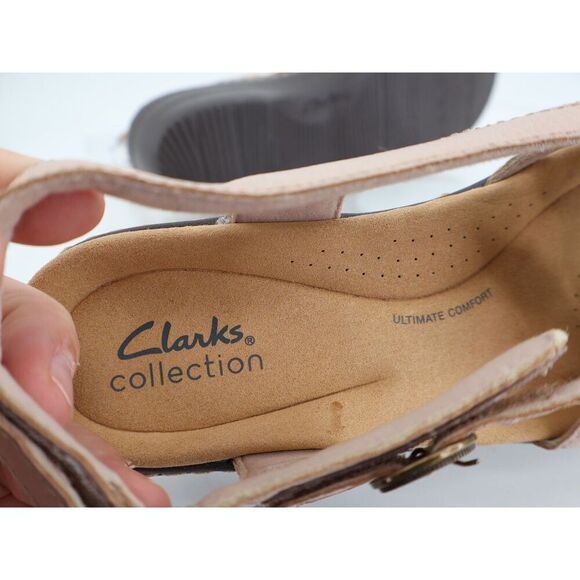 Clarks Merliah Bonita Sandal Women's Size 8.5 Blush Beige Strappy Low Wedge - Picture 11 of 12